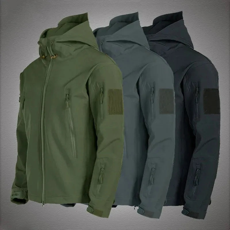 Men's Waterproof/Windproof Tactical Windbreaker - Outdoor Softshell Hooded Jacket