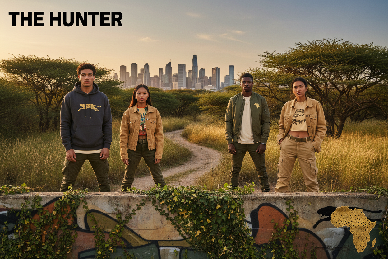 The brand name is The Hunter and the logo is cheetah running across the african map